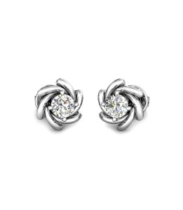Solitaire Diamond Platinum Earrings