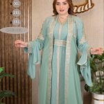 Caftan vert menthe brodé